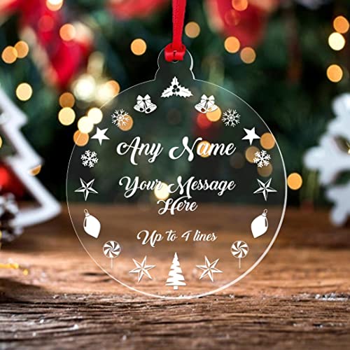 Handmade By Stukk Personalised Christmas Bauble Any Name Any Text Custom Xmas Tree Decoration Gift