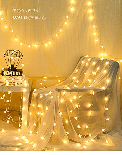Star Fairy Lights, 20ft 40 LED BatteryPowered String Lights, 2 Lighting Modes, Decoractive for Indoor Outdoor, Bedroom, Wedding, Party,Birthday, Valentine, Christmas, Tree Decoration