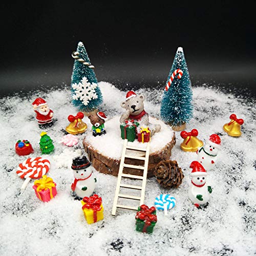 EMiEN 45PCS Winter Christmas Miniature Ornament Kits for DIY Christmas Scene Fairy Garden Dollhouse Home Décor, Mini Christmas Trees, Snowman for Christmas Party Decoration Micro Landscape Accessories