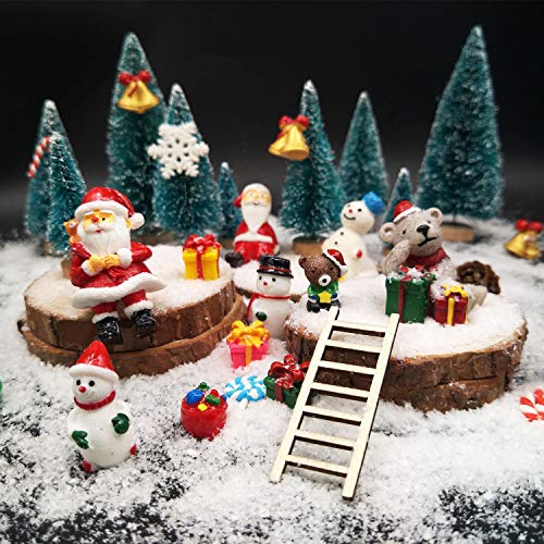 EMiEN 45PCS Winter Christmas Miniature Ornament Kits for DIY Christmas Scene Fairy Garden Dollhouse Home Décor, Mini Christmas Trees, Snowman for Christmas Party Decoration Micro Landscape Accessories