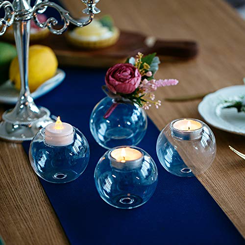 Nuptio 12 Pcs Tea Light Candle Holders Bubble Tabletop Glass Tealight Holder Clear Votive Candle Holder Table Centerpieces for Christmas Halloween Wedding Party Decorations for Reception