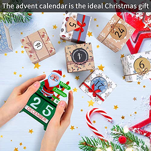 Zeyevan Santa Claus Countdown Calendar, Wooden Christmas Advent Calendar Reusable Countdown Calendar, Xmas Calendar Detachable Blocks Tabletop Ornaments for Home Office Decoration, Green