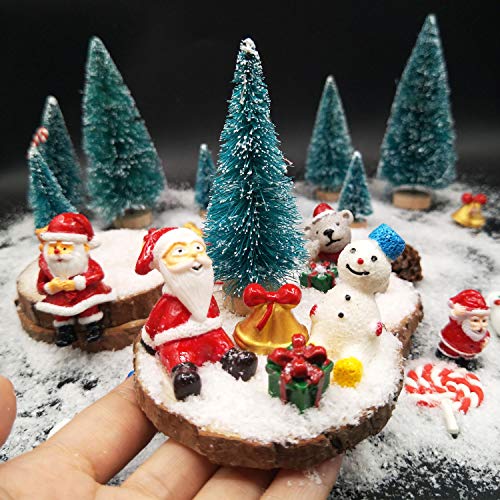 EMiEN 45PCS Winter Christmas Miniature Ornament Kits for DIY Christmas Scene Fairy Garden Dollhouse Home Décor, Mini Christmas Trees, Snowman for Christmas Party Decoration Micro Landscape Accessories