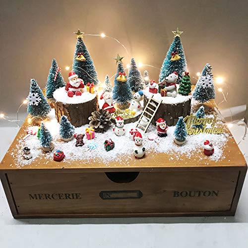 EMiEN 45PCS Winter Christmas Miniature Ornament Kits for DIY Christmas Scene Fairy Garden Dollhouse Home Décor, Mini Christmas Trees, Snowman for Christmas Party Decoration Micro Landscape Accessories