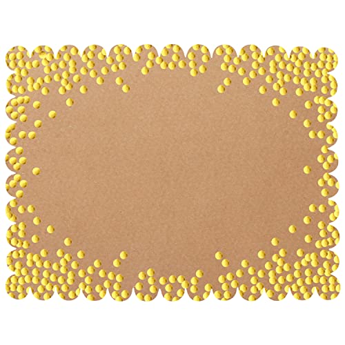 Belle Vous 50 Pack Scalloped Paper Placemats - 35.5 x 25.3cm / 14 x 10 inches - Kraft Disposable Placemats with Gold Polka Dot Decoration - Tabletop Mats for Parties, Christmas, and More