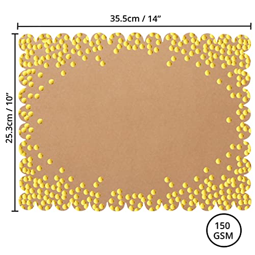 Belle Vous 50 Pack Scalloped Paper Placemats - 35.5 x 25.3cm / 14 x 10 inches - Kraft Disposable Placemats with Gold Polka Dot Decoration - Tabletop Mats for Parties, Christmas, and More