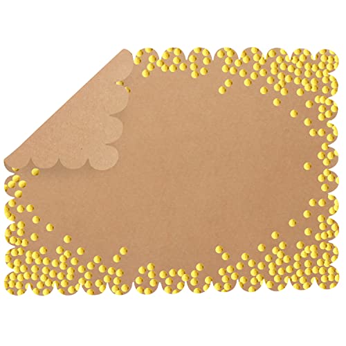 Belle Vous 50 Pack Scalloped Paper Placemats - 35.5 x 25.3cm / 14 x 10 inches - Kraft Disposable Placemats with Gold Polka Dot Decoration - Tabletop Mats for Parties, Christmas, and More