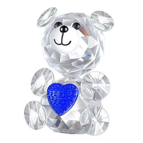 IFOLAINA Crystal Bear Figurines Glass Christmas Tree Ornament 2023 Hanging or Tabletop Present Keepsake House Decoration