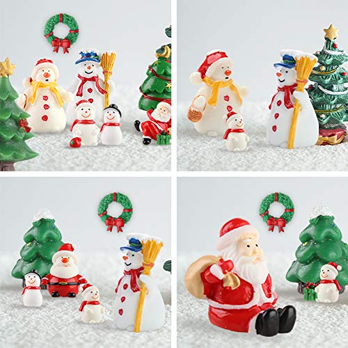 HAKACC Mini Christmas Ornaments, 15 PCS Miniature Christmas Figurines Decoration Ornaments DIY Kit for Garden Accessories Dollhouse Christmas Decoration