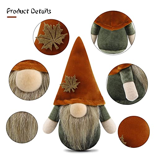 Gehydy Set of 2 Autumn Gonk Plush Thanksgiving Fall Tiered Tray Decorations Handmade Gnome Gift Tomte Maple leaf Home Ornaments Buffalo Plaid Tabletop Party Figurines