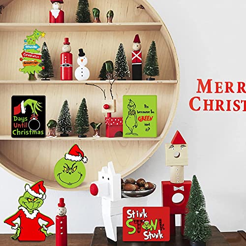 Christmas Tiered Tray Decorations Set - 6pcs Christmas Wooden Signs Table Centerpieces for Farmhouse Rustic Xmas Holiday Indoor Home Table Top Decorations