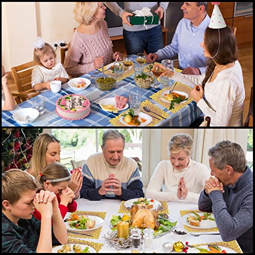 Belle Vous 50 Pack Scalloped Paper Placemats - 35.5 x 25.3cm / 14 x 10 inches - Kraft Disposable Placemats with Gold Polka Dot Decoration - Tabletop Mats for Parties, Christmas, and More