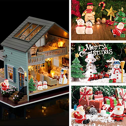 HAKACC Mini Christmas Ornaments, 15 PCS Miniature Christmas Figurines Decoration Ornaments DIY Kit for Garden Accessories Dollhouse Christmas Decoration