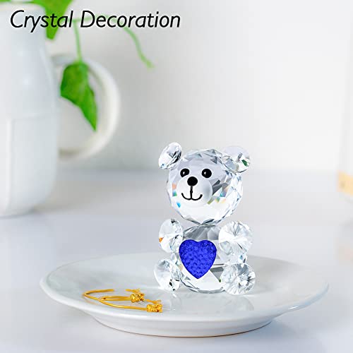 IFOLAINA Crystal Bear Figurines Glass Christmas Tree Ornament 2023 Hanging or Tabletop Present Keepsake House Decoration
