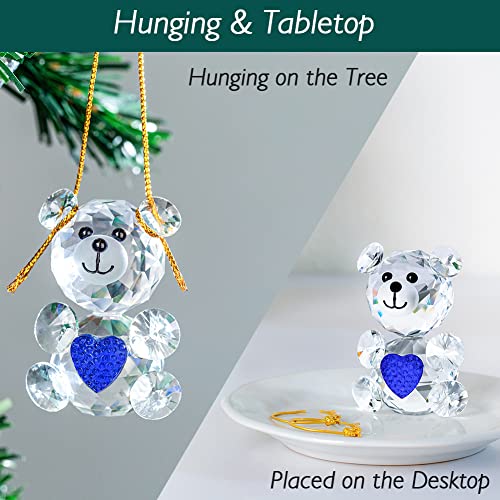IFOLAINA Crystal Bear Figurines Glass Christmas Tree Ornament 2023 Hanging or Tabletop Present Keepsake House Decoration