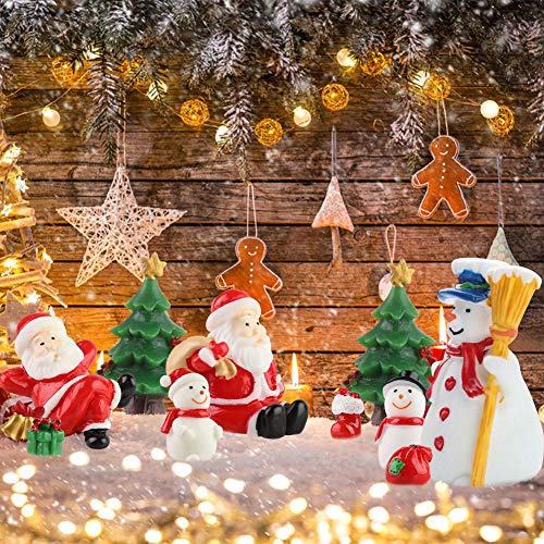 HAKACC Mini Christmas Ornaments, 15 PCS Miniature Christmas Figurines Decoration Ornaments DIY Kit for Garden Accessories Dollhouse Christmas Decoration