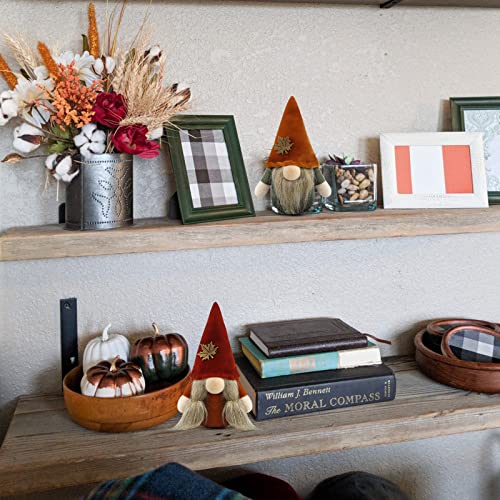 Gehydy Set of 2 Autumn Gonk Plush Thanksgiving Fall Tiered Tray Decorations Handmade Gnome Gift Tomte Maple leaf Home Ornaments Buffalo Plaid Tabletop Party Figurines