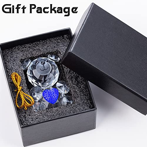 IFOLAINA Crystal Bear Figurines Glass Christmas Tree Ornament 2023 Hanging or Tabletop Present Keepsake House Decoration