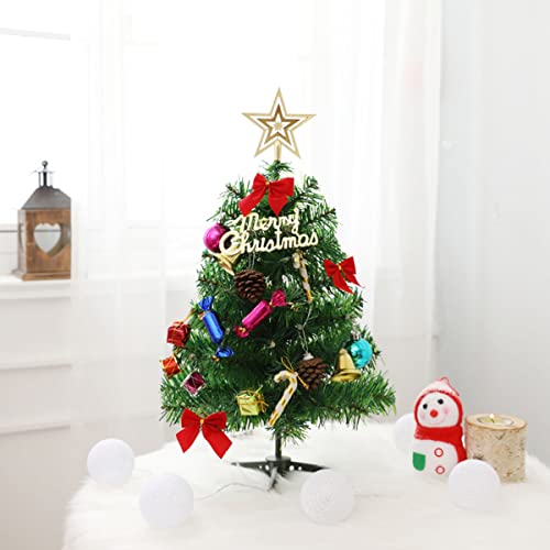 IPZDF Mini Christmas Tree, Pop Up Christmas Tree Table Top Christmas Tree Xmas Bell Berry Pine Cone Xmas Ball Gift Box Santa Pendant With Light Strip, Green, M