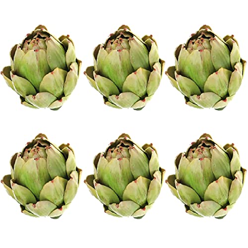 Meiwlong 6Pcs Artificial Fake Vegetable Small Green Artichoke Faux Realistic Flowers Bouquet Decoration Centerpiece Wedding Christmas Home Tabletop Kitchen