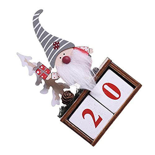 STOBOK 1 Set Christmas Wooden House Advent Calendar Wooden Blocks Perpetual Desk Calendar Santa Claus Retro Christmas Handmade for Home Office Decoration Grey