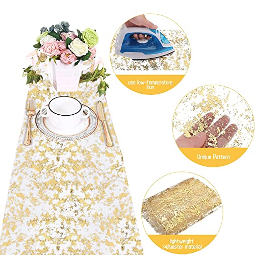 Table Runner, 28cm x 10M French Tulle Gold Table Runners with Gold Foil, Bright Table Top Decoration, Suitable for Birthday Party, Wedding, Dinner, Christmas Decoration