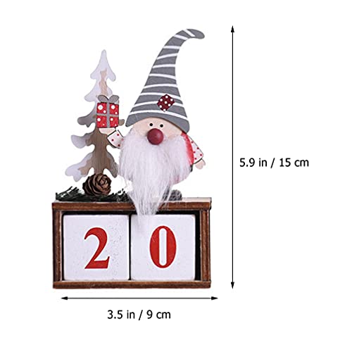 STOBOK 1 Set Christmas Wooden House Advent Calendar Wooden Blocks Perpetual Desk Calendar Santa Claus Retro Christmas Handmade for Home Office Decoration Grey