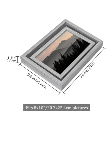 SUMGAR 8x10 Grey Photo Frame 10x8 Rotating Wooden Picture Frames with Double Sided HD Glass as Wedding Friend Family birthday Christmas Gift for Display Table Top Morden Design Decoration 2 Pack