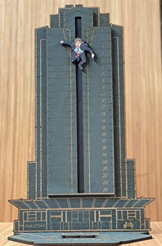 Die Hard Advent Calendar Hans Gruber Falling off Off,Christmas Countdown Calend Falling off Nakatomi Plaza, Tabletop Wooden Home Oudoor Decorations Funny Gift (Blue)