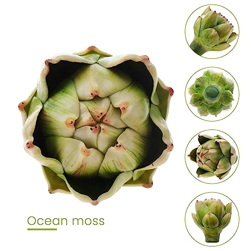 Meiwlong 6Pcs Artificial Fake Vegetable Small Green Artichoke Faux Realistic Flowers Bouquet Decoration Centerpiece Wedding Christmas Home Tabletop Kitchen