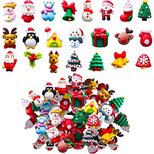 Haconba 66 Pieces Christmas Miniature Figurines Mini Crafts Resin Xmas Mini Resin Ornament for Snowy Winter Fairy Garden Dollhouse Decoration Pendant DIY