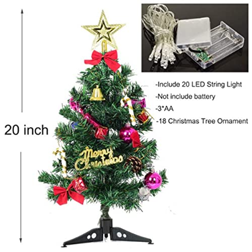 IPZDF Mini Christmas Tree, Pop Up Christmas Tree Table Top Christmas Tree Xmas Bell Berry Pine Cone Xmas Ball Gift Box Santa Pendant With Light Strip, Green, M