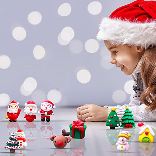 Haconba 66 Pieces Christmas Miniature Figurines Mini Crafts Resin Xmas Mini Resin Ornament for Snowy Winter Fairy Garden Dollhouse Decoration Pendant DIY