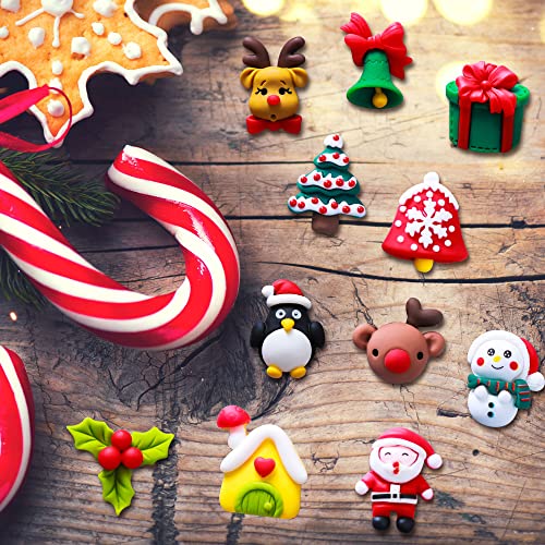 Haconba 66 Pieces Christmas Miniature Figurines Mini Crafts Resin Xmas Mini Resin Ornament for Snowy Winter Fairy Garden Dollhouse Decoration Pendant DIY