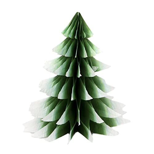 Talking Tables Frosted Red & Green Christmas Decorations-3 Pack Paper Honeycombs, Mini Xmas Trees for Tabletop, Windowsill Display | Winter Wonderland, Forest Party Theme, Red/Green