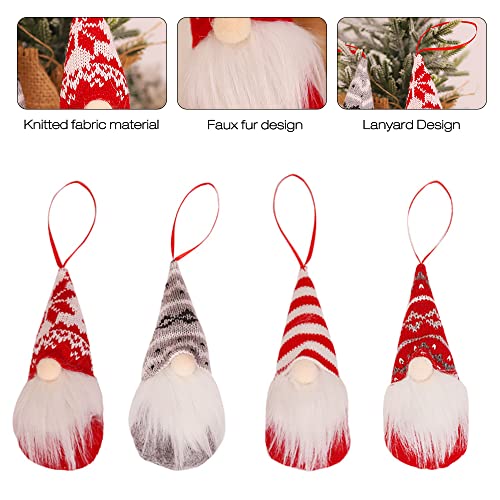 Swetup Christmas Tree Hanging Plush Gnomes Ornaments, 8 Pieces Gnomes Santa Elf Hanging Dolls Xmas decoration, Handmade Swedish Tomte Decorations, Christmas Plush Gnome Set for Hanging Tabletop Decor