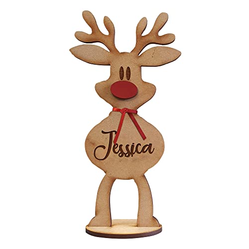 Mooseys Personalised Freestanding reindeer family Christmas decoration, Place names settings Decor (Small)