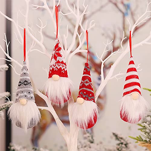 Swetup Christmas Tree Hanging Plush Gnomes Ornaments, 8 Pieces Gnomes Santa Elf Hanging Dolls Xmas decoration, Handmade Swedish Tomte Decorations, Christmas Plush Gnome Set for Hanging Tabletop Decor