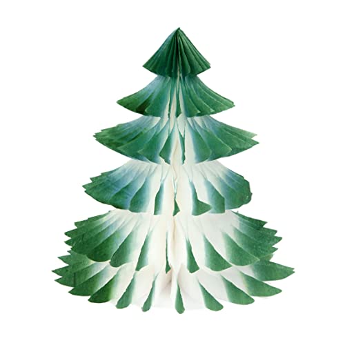 Talking Tables Frosted Red & Green Christmas Decorations-3 Pack Paper Honeycombs, Mini Xmas Trees for Tabletop, Windowsill Display | Winter Wonderland, Forest Party Theme, Red/Green