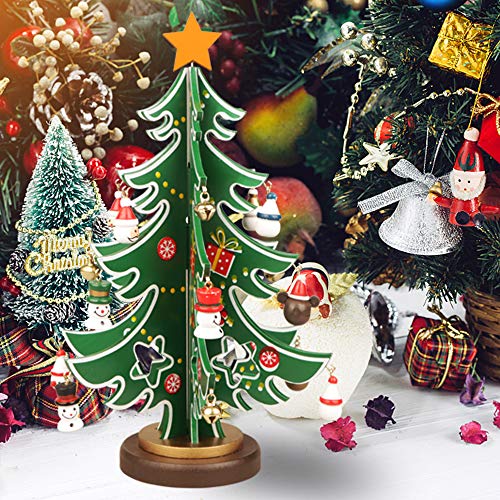 YiYa Mini Wooden Tabletop Christmas Tree Christmas Toy Set with 18 Mini Christmas Ornaments and 1 Star Treetop for Christmas Decoration Tabletop Decors (S)