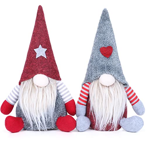 YANGTE 2 Pcs Christmas Gnomes Plush Santa, 11inch Christmas Gonk Dwarf Elf Figurines Xmas Ornaments Tabletop Decoration for Holiday Festival Supplies Plush Doll Gift