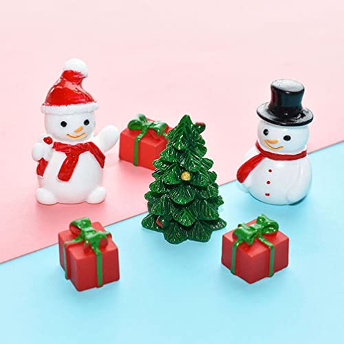 Toddmomy 20pcs Mini Snowman Figurines, Christmas Resin Snowman Decoration with Top Hat for DIY Crafts Christmas Micro Landscape Ornament, Black