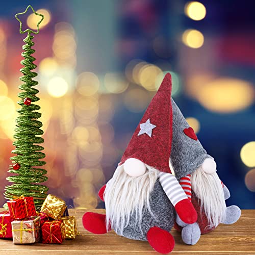 YANGTE 2 Pcs Christmas Gnomes Plush Santa, 11inch Christmas Gonk Dwarf Elf Figurines Xmas Ornaments Tabletop Decoration for Holiday Festival Supplies Plush Doll Gift