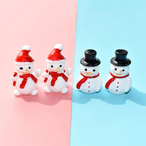 Toddmomy 20pcs Mini Snowman Figurines, Christmas Resin Snowman Decoration with Top Hat for DIY Crafts Christmas Micro Landscape Ornament, Black