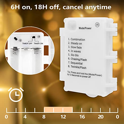 Koopower [2 Pack] 50 LEDs Battery Operated Fairy Lights [Timer & Remote], 6M Waterproof Micro Lights Copper Wire String Lights for Christmas Wedding Party (Warm White)