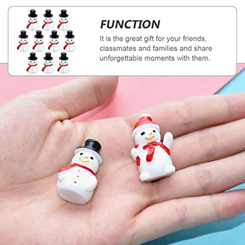 Toddmomy 20pcs Mini Snowman Figurines, Christmas Resin Snowman Decoration with Top Hat for DIY Crafts Christmas Micro Landscape Ornament, Black