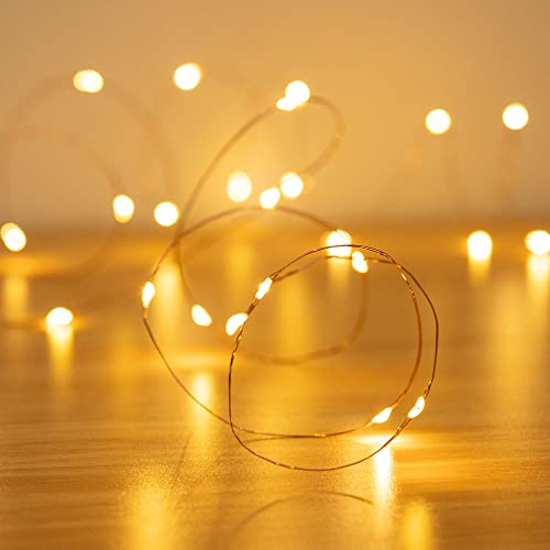 innolife Fairy Lights Battery Operated with Timer, 3 Pack 50 LED 2AA Battery Powered 16.5ft Copper Wire Firefly Twinkle Fairy Lights for Bedroom Wedding Christmas Decoration, Warm White