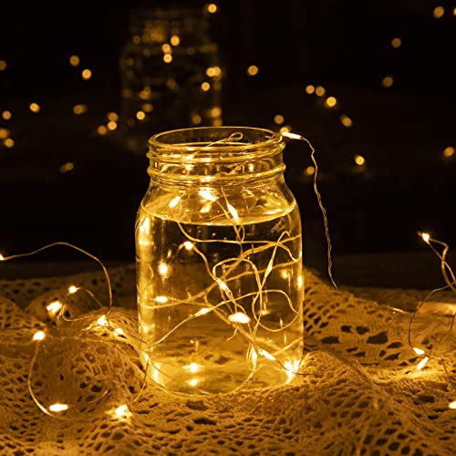 Koopower [2 Pack] 50 LEDs Battery Operated Fairy Lights [Timer & Remote], 6M Waterproof Micro Lights Copper Wire String Lights for Christmas Wedding Party (Warm White)