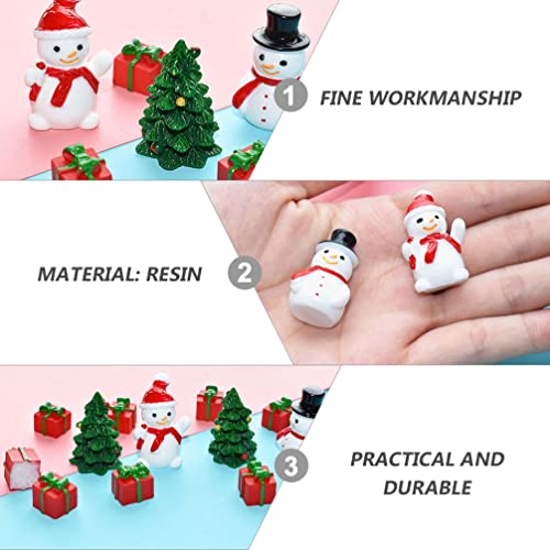 Toddmomy 20pcs Mini Snowman Figurines, Christmas Resin Snowman Decoration with Top Hat for DIY Crafts Christmas Micro Landscape Ornament, Black