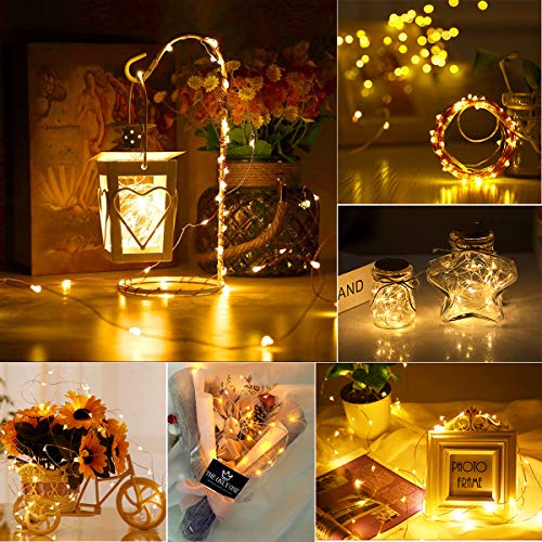 innolife Fairy Lights Battery Operated with Timer, 3 Pack 50 LED 2AA Battery Powered 16.5ft Copper Wire Firefly Twinkle Fairy Lights for Bedroom Wedding Christmas Decoration, Warm White